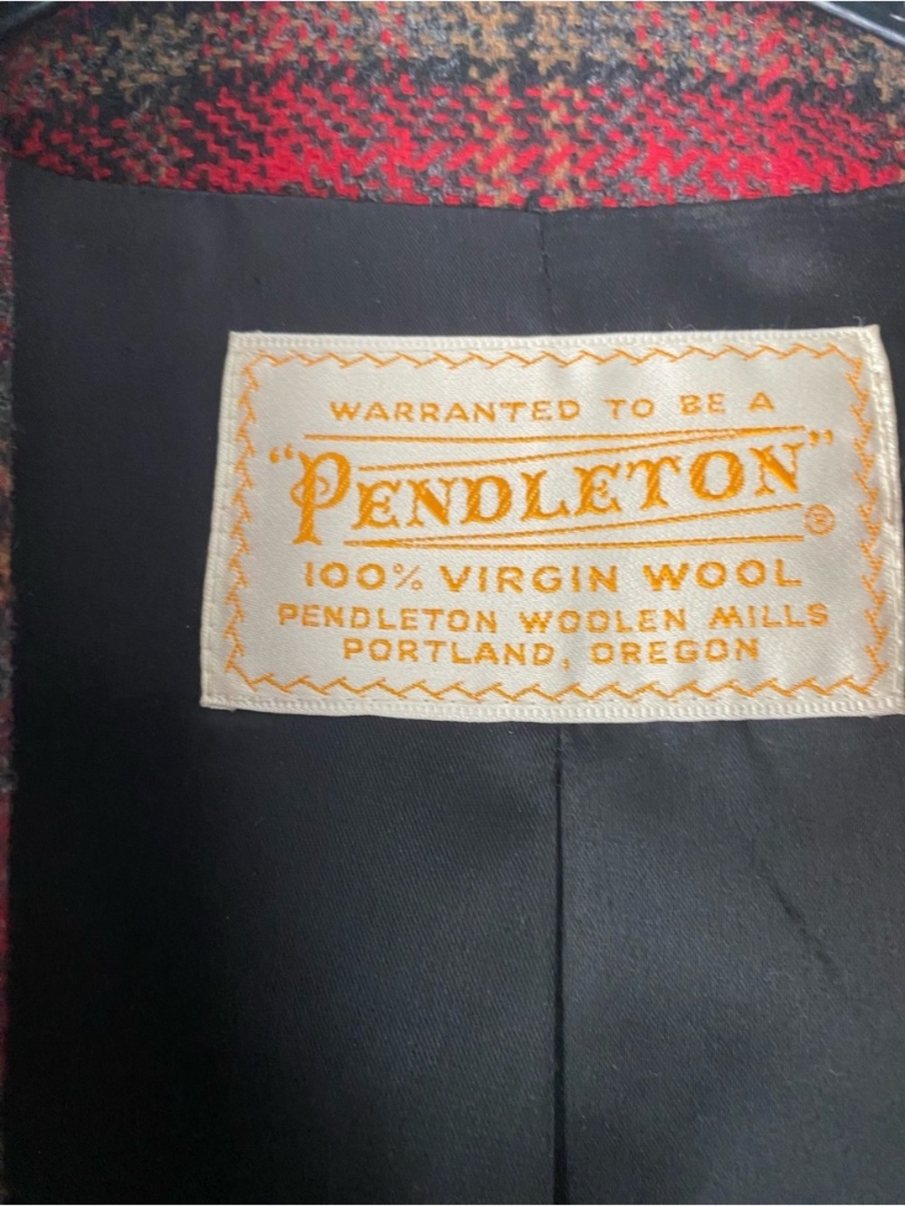 Pendleton Red Plaid Wool Pea Coat - Picture 4 of 6